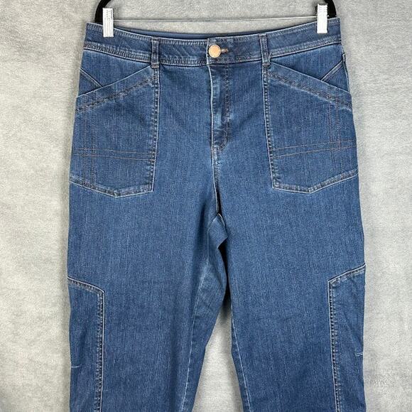 Democracy Ab-Technology Jeans Womens 16 Blue Straight Stretch Pockets Cropped - Picture 2 of 13